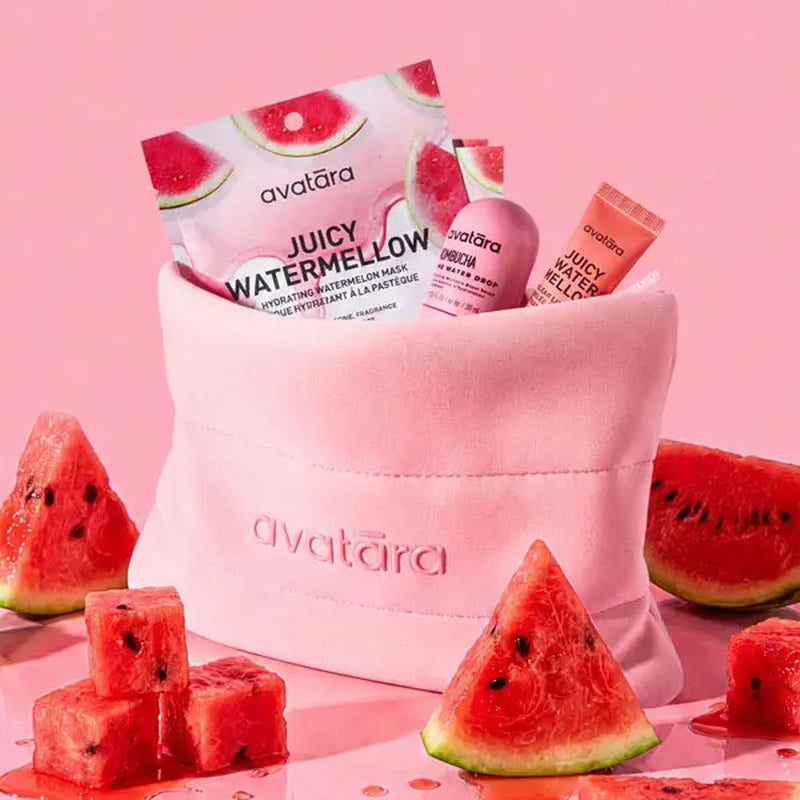 Ultimate Avatara Watermelon Bestsellers Bundle | Essential Daily Skincare Kit with Travel Bag | Advanced K-Beauty Solutions for Hydrated, Dewy Skin & Lips | Clean, Vegan, and PETA-Approved | Dermatologist-Tested for All Skin Types