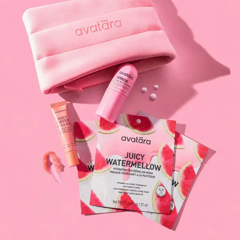 Ultimate Avatara Watermelon Bestsellers Bundle | Essential Daily Skincare Kit with Travel Bag | Advanced K-Beauty Solutions for Hydrated, Dewy Skin & Lips | Clean, Vegan, and PETA-Approved | Dermatologist-Tested for All Skin Types