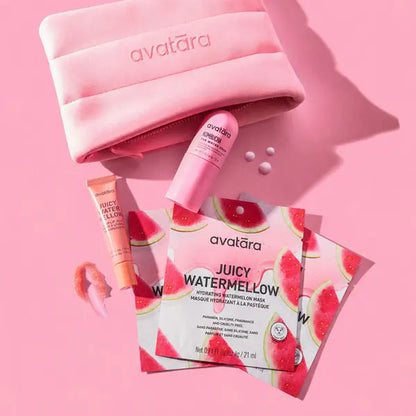Ultimate Avatara Watermelon Bestsellers Bundle | Essential Daily Skincare Kit with Travel Bag | Advanced K-Beauty Solutions for Hydrated, Dewy Skin & Lips | Clean, Vegan, and PETA-Approved | Dermatologist-Tested for All Skin Types